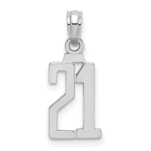 14kw-polished-number-21-pendant-SolomonJeweler-Wichita-KS-CustomJewelry