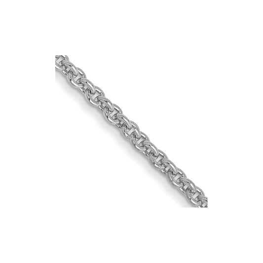 14k WG 1.4mm Round Open Link Cable Chain - Solomon Jewelers