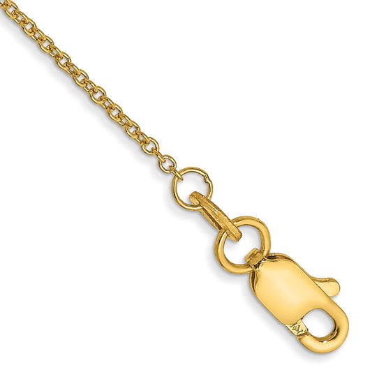 14k 1mm Round Open Link Cable Chain Anklet - Solomon Jewelers