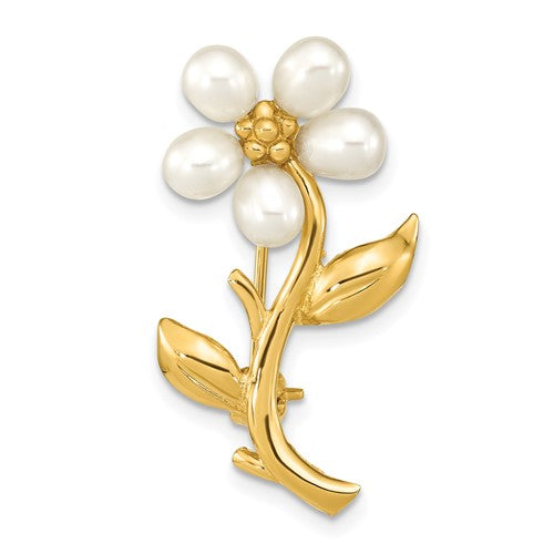 14k-flower-accented-with-4-5mm-white-freshwater-cultured-pearls-brooch-SolomonJeweler-Wichita-KS-CustomJewelry