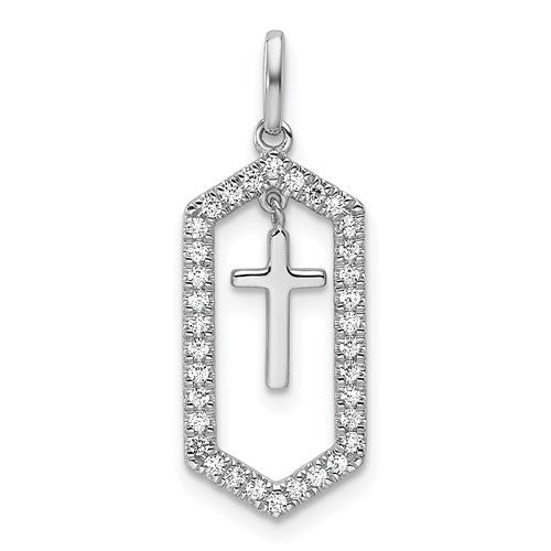 14k-white-gold-polished-diamond-framed-dangle-cross-pendant-SolomonJeweler-Wichita-KS-CustomJewelry