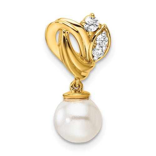 14k-polished-diamond-and-pearl-chain-slide-SolomonJeweler-Wichita-KS-CustomJewelry
