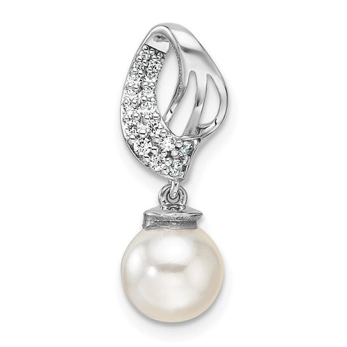 14k-white-gold-polished-diamond-and-pearl-chain-slide-SolomonJeweler-Wichita-KS-CustomJewelry