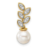 14k-polished-diamond-and-pearl-leaf-chain-slide-SolomonJeweler-Wichita-KS-CustomJewelry