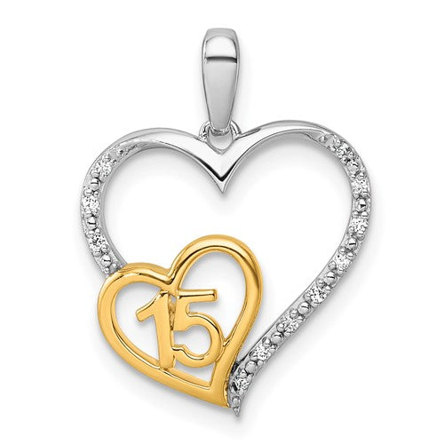 14k-two-tone-polished-diamond-quinceanera-heart-pendant-SolomonJeweler-Wichita-KS-CustomJewelry