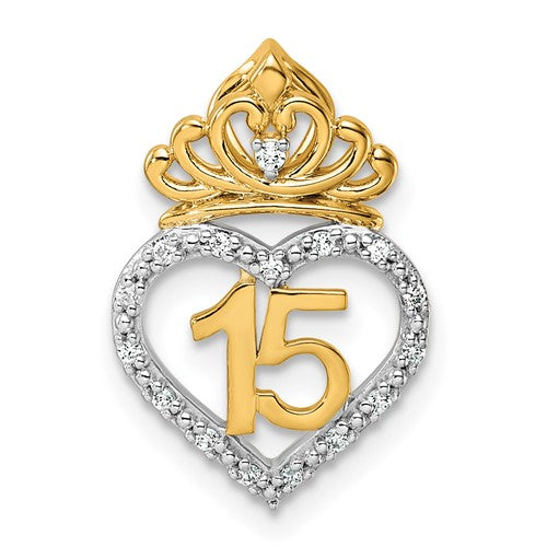 14k-two-tone-polished-diamond-quinceanera-heart-crown-chain-slide-SolomonJeweler-Wichita-KS-CustomJewelry