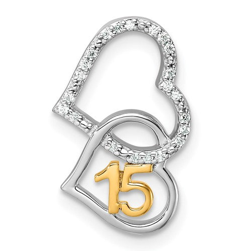 14k-two-tone-polished-diamond-quinceanera-double-heart-chain-slide-SolomonJeweler-Wichita-KS-CustomJewelry