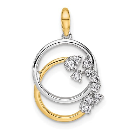 14k-two-tone-polished-diamond-intertwined-circles-pendant-SolomonJeweler-Wichita-KS-CustomJewelry