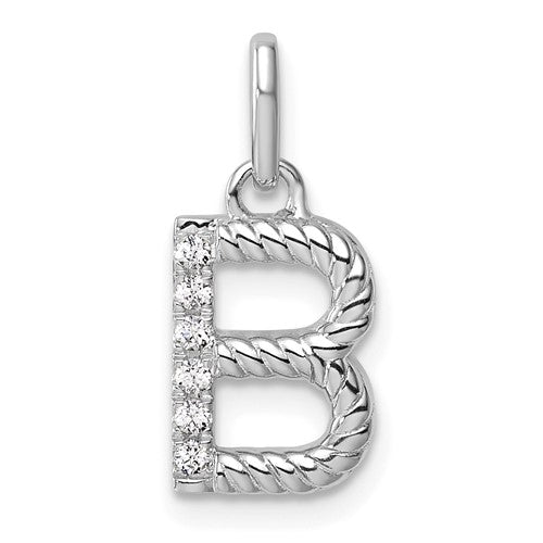 14k-white-gold-twisted-with-05-ct-diamond-initial-b-charm-SolomonJeweler-Wichita-KS-CustomJewelry