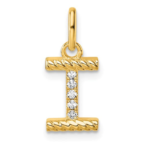 14k-twisted-05-ct-diamond-initial-i-charm-SolomonJeweler-Wichita-KS-CustomJewelry