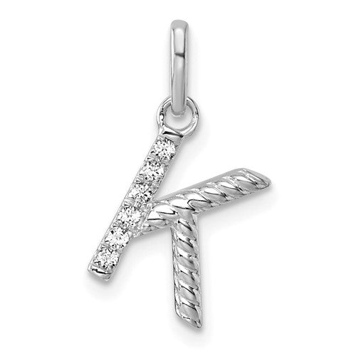 14k-white-gold-twisted-05-ct-diamond-initial-k-charm-SolomonJeweler-Wichita-KS-CustomJewelry