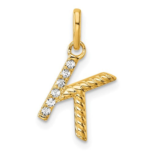 14k-twisted-05-ct-diamond-initial-k-charm-SolomonJeweler-Wichita-KS-CustomJewelry