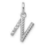 14k-white-gold-twisted-05-ct-diamond-initial-n-charm-SolomonJeweler-Wichita-KS-CustomJewelry