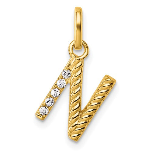 14k-twisted-05-ct-diamond-initial-n-charm-SolomonJeweler-Wichita-KS-CustomJewelry