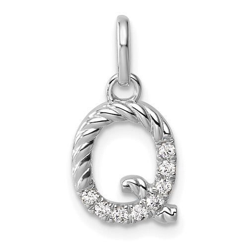 14k-white-gold-twisted-07-ct-diamond-initial-q-charm-SolomonJeweler-Wichita-KS-CustomJewelry