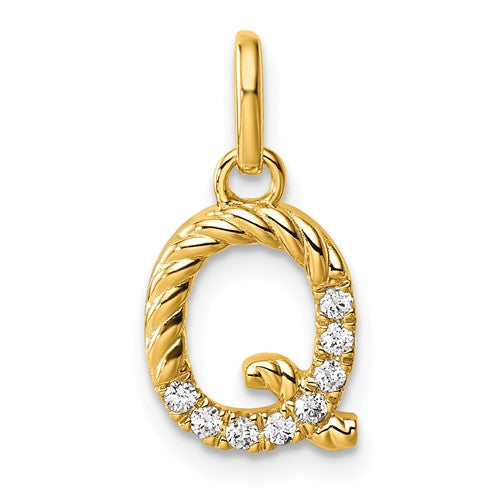 14k-twisted-07-ct-diamond-initial-q-charm-SolomonJeweler-Wichita-KS-CustomJewelry