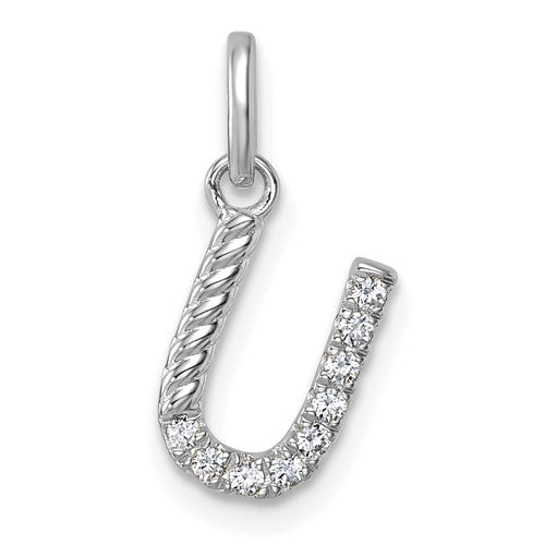 14k-white-gold-twisted-10-ct-diamond-initial-u-charm-SolomonJeweler-Wichita-KS-CustomJewelry