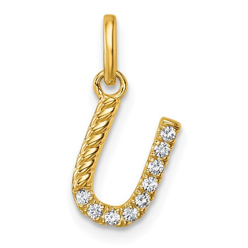 14k-twisted-10-ct-diamond-initial-u-charm-SolomonJeweler-Wichita-KS-CustomJewelry