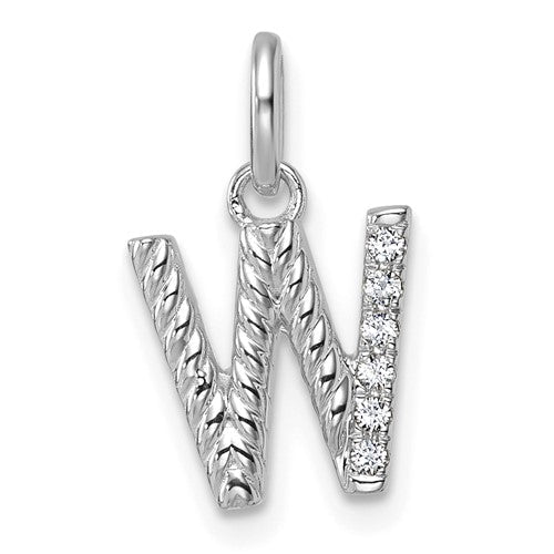 14k-white-gold-twisted-05-ct-diamond-initial-w-charm-SolomonJeweler-Wichita-KS-CustomJewelry