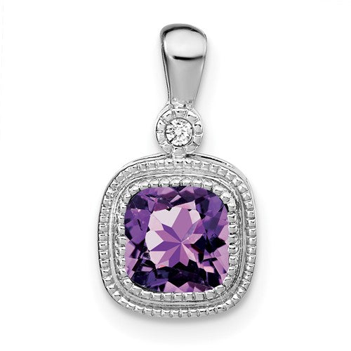 14k-white-gold-cushion-amethyst-and-diamond-pendant-SolomonJeweler-Wichita-KS-CustomJewelry