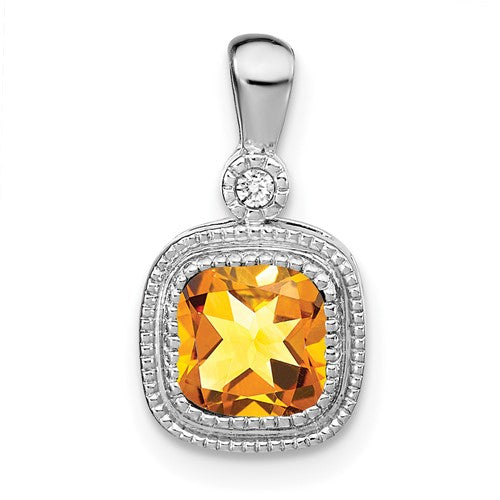14k-white-gold-cushion-citrine-and-diamond-pendant-SolomonJeweler-Wichita-KS-CustomJewelry