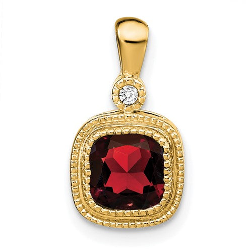 14k-cushion-garnet-and-diamond-pendant-SolomonJeweler-Wichita-KS-CustomJewelry