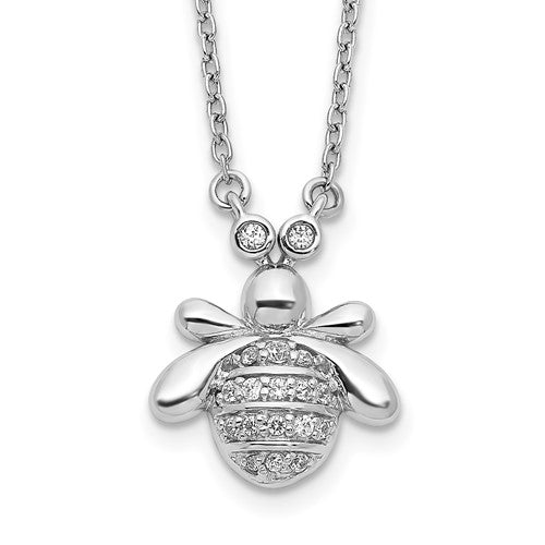 14k-white-gold-diamond-bee-18-inch-necklace-SolomonJeweler-Wichita-KS-CustomJewelry