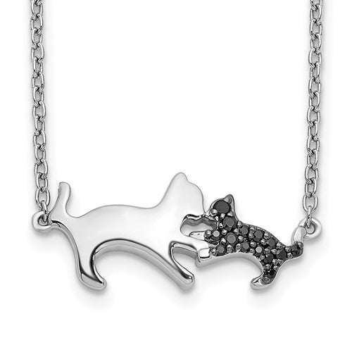 14k-white-gold-black-diamond-mother-and-baby-cat-18-inch-necklace-SolomonJeweler-Wichita-KS-CustomJewelry