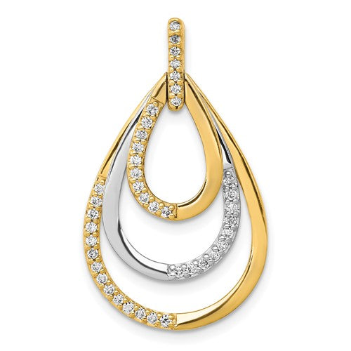 14k-two-tone-polished-1-4ct-diamond-triple-teardrop-pendant-SolomonJeweler-Wichita-KS-CustomJewelry