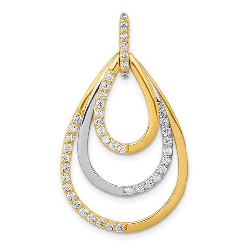14k-two-tone-polished-1-2ct-diamond-triple-teardrop-pendant-SolomonJeweler-Wichita-KS-CustomJewelry