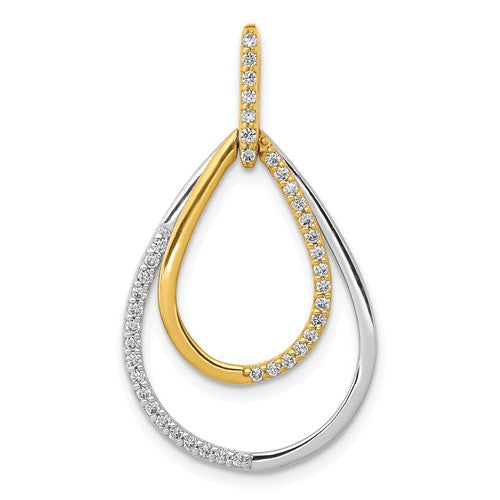 14k-two-tone-polished-1-4ct-diamond-double-teardrop-pendant-SolomonJeweler-Wichita-KS-CustomJewelry