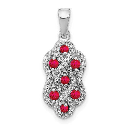 14k-white-gold-1-4ct-diamond-and-32-ruby-fancy-twist-pendant-SolomonJeweler-Wichita-KS-CustomJewelry