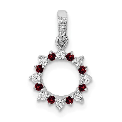 14k-white-gold-diamond-and-08-garnet-fancy-circle-pendant-SolomonJeweler-Wichita-KS-CustomJewelry