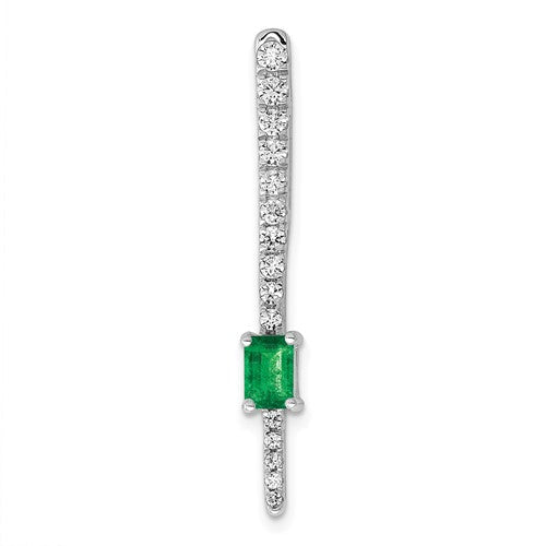 14k-white-gold-diamond-and-rectangle-emerald-fancy-chain-slide-SolomonJeweler-Wichita-KS-CustomJewelry