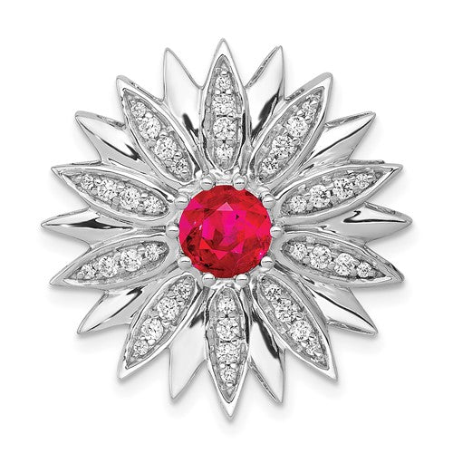 14k-white-gold-3-8ct-diamond-and-ruby-flower-chain-slide-SolomonJeweler-Wichita-KS-CustomJewelry