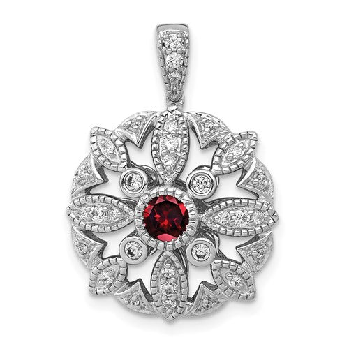 14k-white-gold-diamond-and-25-garnet-fancy-pendant-SolomonJeweler-Wichita-KS-CustomJewelry