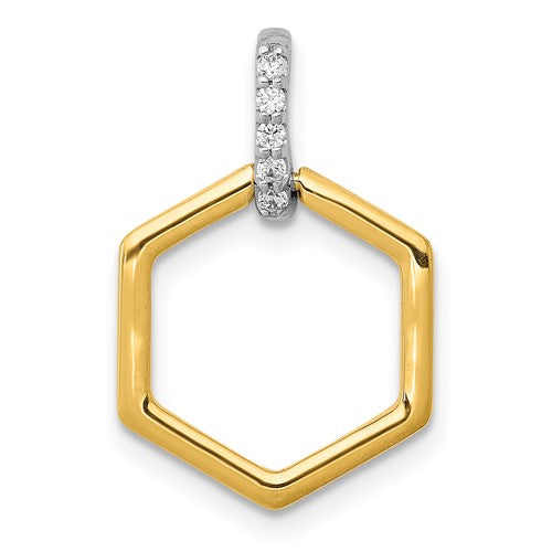 14k-two-tone-1-20ct-diamond-fancy-hexagon-pendant-SolomonJeweler-Wichita-KS-CustomJewelry