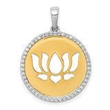 14k-two-tone-diamond-lotus-flower-pendant-SolomonJeweler-Wichita-KS-CustomJewelry