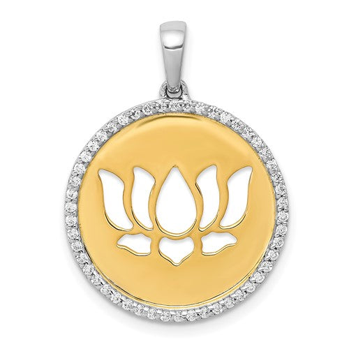 14k-two-tone-diamond-lotus-flower-pendant-SolomonJeweler-Wichita-KS-CustomJewelry