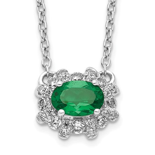14k-white-gold-diamond-and-oval-emerald-18-inch-necklace-SolomonJeweler-Wichita-KS-CustomJewelry