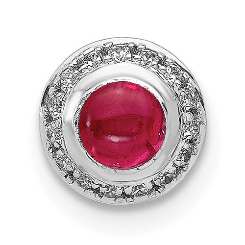 14k-white-gold-diamond-and-cabochon-38-ruby-halo-chain-slide-SolomonJeweler-Wichita-KS-CustomJewelry