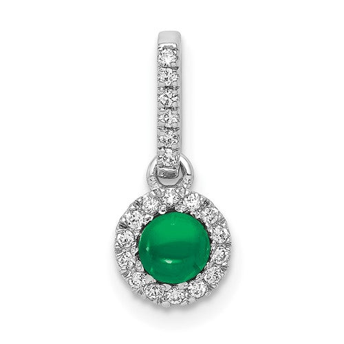 14k-white-gold-halo-diamond-and-cabochon-47-emerald-pendant-SolomonJeweler-Wichita-KS-CustomJewelry