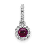 14k white gold pendant with a .47 carat rhodolite garnet cabochon and diamond accents, from Solomon Jewelers.