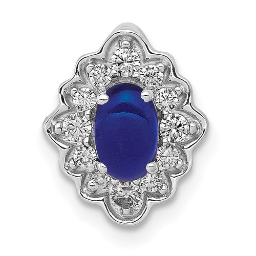 14k-white-gold-fancy-diamond-and-cabochon-sapphire-chain-slide-SolomonJeweler-Wichita-KS-CustomJewelry