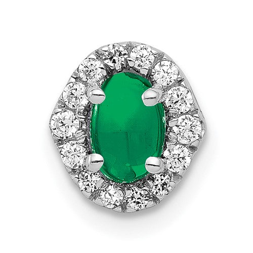 14k-white-gold-halo-diamond-and-cabochon-73-emerald-chain-slide-SolomonJeweler-Wichita-KS-CustomJewelry