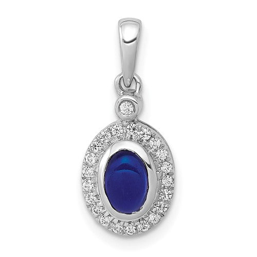 14k-white-gold-halo-diamond-and-cabochon-sapphire-pendant-SolomonJeweler-Wichita-KS-CustomJewelry