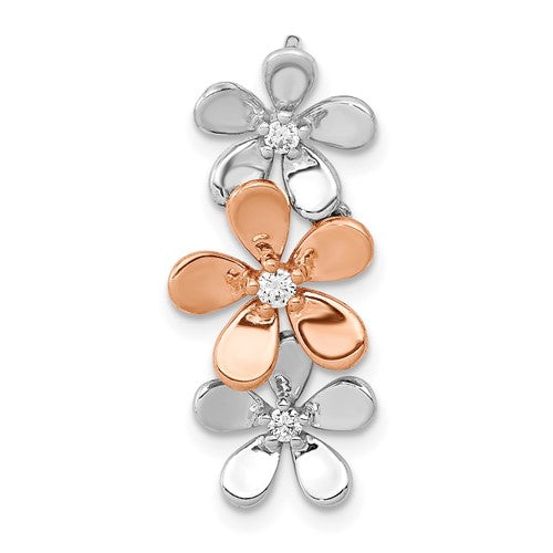 14k-rose-and-white-gold-1-10ct-diamond-three-flower-chain-slide-SolomonJeweler-Wichita-KS-CustomJewelry
