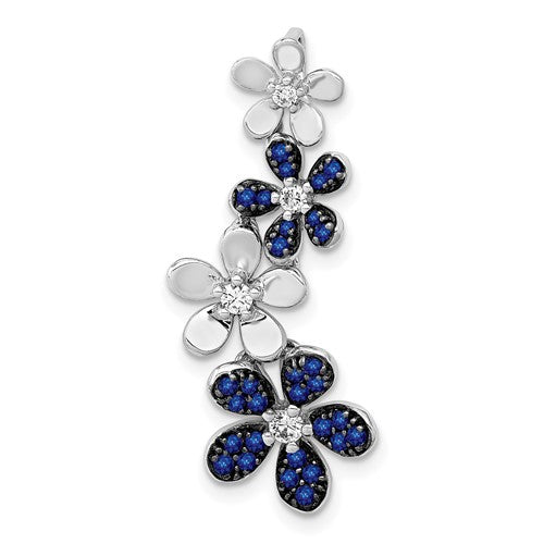 14k-white-gold-diamond-and-29-sapphire-4-flowers-pendant-SolomonJeweler-Wichita-KS-CustomJewelry