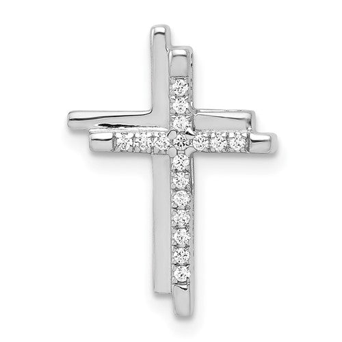 14k-white-gold-1-10ct-diamond-double-cross-chain-slide-SolomonJeweler-Wichita-KS-CustomJewelry