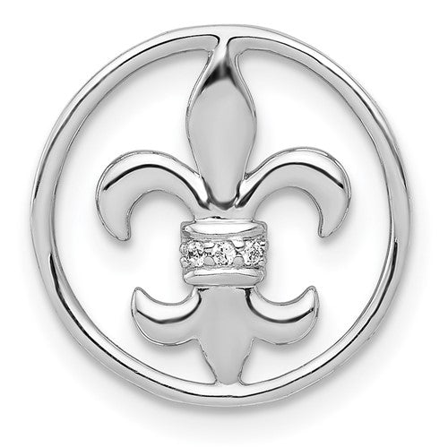 14k-white-gold-01ct-diamond-fleur-de-lis-chain-slide-SolomonJeweler-Wichita-KS-CustomJewelry